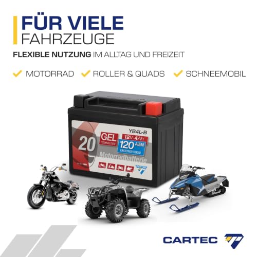 Miniatura 7 de Batería De Motocicleta Cartec Yb4l-B 4ah 56a Batería De Tecnología De Gel Calidad Oem Almacenamiento A Prueba De Ciclos Sin Mantenimiento