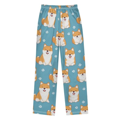 Dog on Blue Boys Pants Boys Athletic Pants Long Pant for Boywith Pockets Wide-Leg Size 6-14Y2