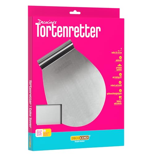 DECOCINO Tortenretter - 26 * 32 cm - hochwertiges Backzubehör aus Edelstahl zum Anheben und Transportieren von Kuchen Torten uvm. - spülmaschinengeeignet