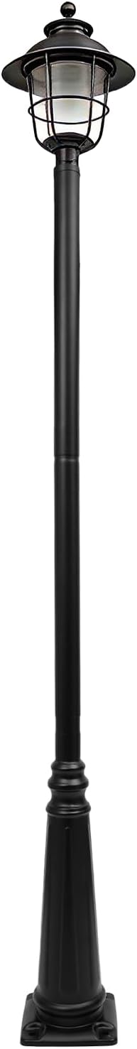240cm/94.49in Height Outdoor Light Post, Three-Section Design Split-Type Light Post with Top Globe and Ground Cage for Sidewalks, Driveways, Entryways(Black)