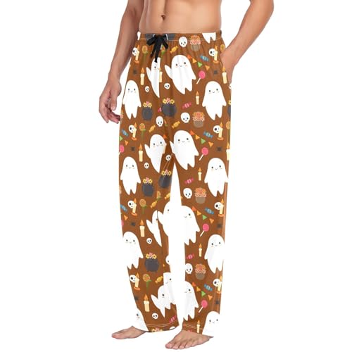 Spirits and Candles Men's Cotton Pajama Pants with Pockets and Drawstring Comfortable and Stylish,S4