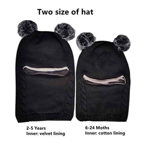 Baby Girls Boys Winter Hat Scarf Earflap Hood Scarves Skull Caps Black