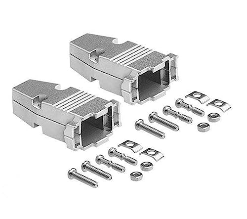 Image of Qaoquda DB9 9 Pin D Sub Solder Connector Crimp Type Metal Hood Iron Shell Cover Assembled, 2 Pack