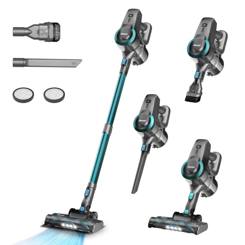 Image of DEVOAC Cordless Vacuum Cleaner, Ultra-Lightweight Stick Vacuum, 2200mAh Battery Up to 40mins Runtime, 6 in 1 Powerful Handheld Vacuum for Home Hard Floor Carpet Pet Hair (Green)