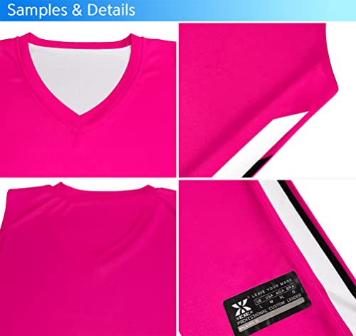 Kxk Youth Reversible Basketball Jersey Shirts,Fashion 90S Hip Hop Blank Basketball Jerseys For Kids Pink/White thumb #3