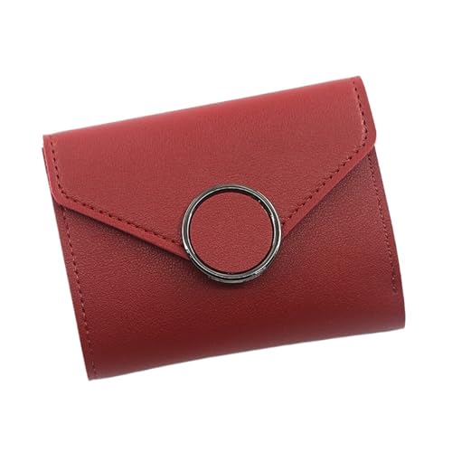 Portefeuille carte bourse trois fois pour dames avec porte-monnaie rouge court