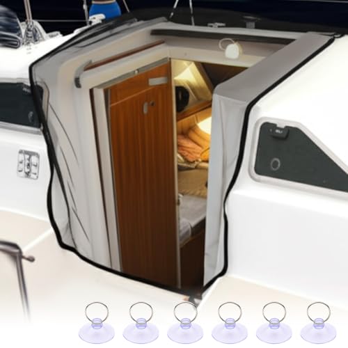 ElaraBerry 36" x 72" Marine Mosquito Net for Boat Companionway with Weighted Band Waterproof Insect Screen by Quick Install Over Hatch Fits Sailboats Motorboats