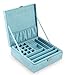 Sodynee Two-Layer Lint Jewelry Box Organizer Display Storage Case with Lock, Blue