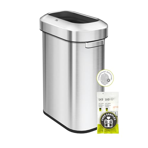 EKO Urban 16 Gallon/60 Liter Open Top Stainless Steel Slim Commercial Trash Can, Tall Kitchen Trash Bin, Heavy-Duty Commercial Grade Large Garbage Bin for Home, Office, Hotel, Cafe, Restaurant, Dorm by EKO - Used condition - CA$142.11