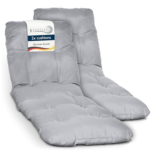 Beautissu Lot de 2 Coussin Bain de Soleil 190x60 cm Flair RL – 8 cm Épais Coussin Chaise Longue pour Jardin Terrasse Balcon – Confortable Matelas Transat...
