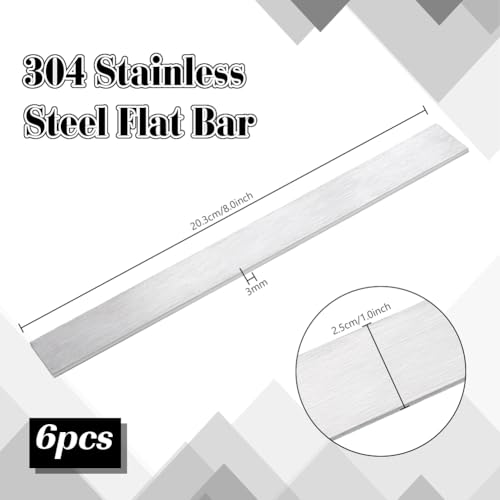 PH PandaHall 6 Pack 304 Edelstahl Flachstab 3mm Dickes Metallblech 20x2.5cm Trim Streifen Moldings Trim Für Badezimmer Spiegel Rahmen Wandkante Dekor