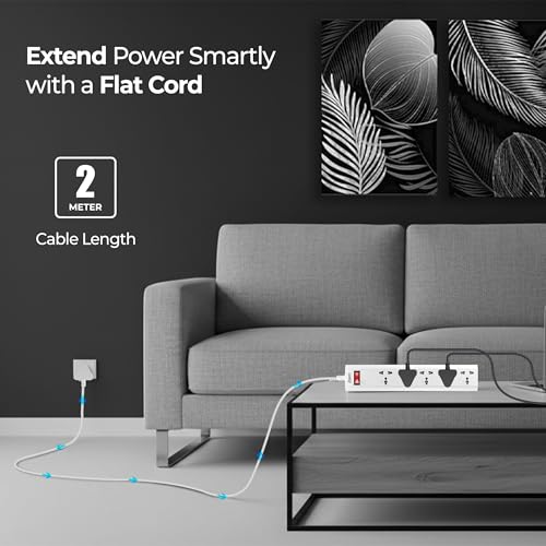 Image of FOXIN Surge Protector, 5 Universal Sockets, 2500 Watt, 2 Meter 6.5 Feet Cord | Fire Proof & Automatic Overload Protection, Spike Guard /Extension Board with Master Switch | 1 Year Manufacturer Warranty