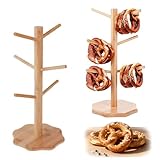 2Pcs Brezelständer, 6-Armig Holz Brezenständer Tassenständer Donut Ständer, 16x34cm Brezelbaum Wurstständer Tassenhalter Wurststände Brezelhalter Becherhalter für Kaffeebar, Küche, Partys, Café, Bar
