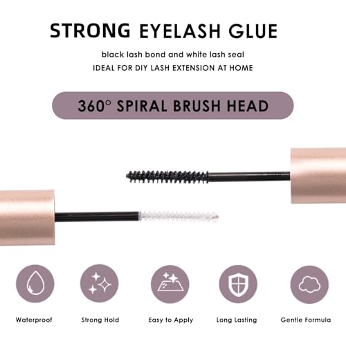 Wimpern Extensions 120 Büschel DIY Lash Extension Set Einzelne Wimpern mit Wimpernkleber und Pinzette für Anfänger Wimpernverlängerung zu Hause Individual Lashes 10-16mm C/D Curl - OP01