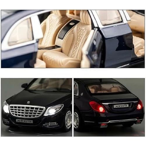 Image of LONGMIRE Metal Pull Back Diecast Car Pull Back Model with Sound Light Boys Gifts Toys for Kids Pack of 1, Multicolor (Benz S650)