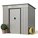 JUMMICO Metall Gerätehaus 3.63m³ Geräteschuppen 183x109x182cm, Gartenschuppen mit Fundament und Schiebetüre, Gartenhaus für Gartengeräte und Mülltonnen, Silber