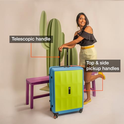 Image of Nasher Miles Zanzibar TSA Lock Hard-Sided Polycarbonate 8 Wheels Double Spinner Check-in Luggage Green Blue 24 inch |65cm Trolley Bag| Suitcase,Medium