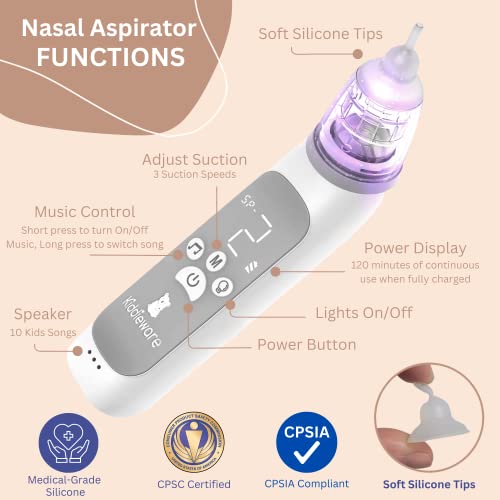 Nasal Aspirator For Baby Nose Sucker With Music And Colorful Lights – 3 Adjustable Suction Levels Snot Sucker For Baby - Electric Nose Suction For Baby, Toddlers, And Kids – Booger Sucker For Baby #TOP3