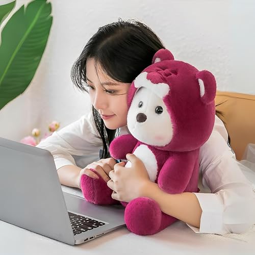 Image of VanityX Hoodie Teddy Bear Soft Toy, Stuffed Plush Animal, Ideal for Birthdays & Special Occasions Girls /Boys, Baby Kids (Wine Teddy Bear, 30cm)