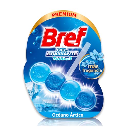 Bref Gel Brillante Océano Ártico Todo en 1 (1 unidad), cesta en gel para una limpieza completa,colgadores WC para la limpieza del baño, frescor duradero y brillo radiante