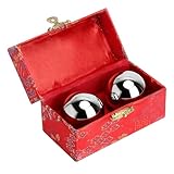GZRXIOUS Qi Gong Kugeln Metall 38mm – Klangkugeln für Entspannung & Meditation – Qi Gong Trainingskugeln für Anfänger & Senioren – Angenehme Klangkugel mit Geschenkbox (Silber)