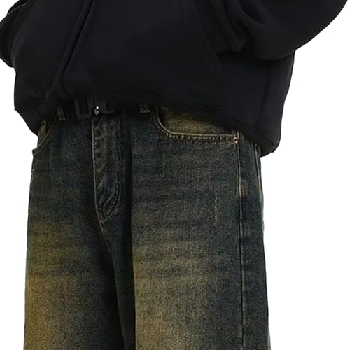 Jeans for Men Fashion Straight Leg Jeans Skater Denim Pants Casual Loose Fit Trend Streetwear Long Trousers3