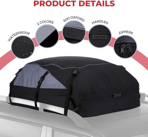 Dakkoffers voor Auto (792 liter). Waterdicht Cargo Daktas Flexibel van Oxford 600+ PVC Binnenvoering met 6 Riemen Voor Installatie met of Zonder Imperiaal. (160x110x45cm)