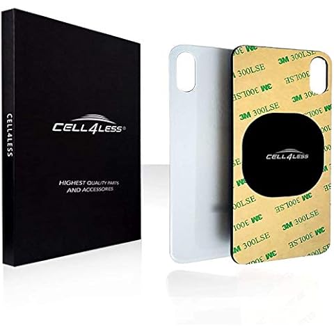 Cell4less Back Glass Compatible with The iPhone Xs Max W/Full Body Adhesive, Removal Tool, and Wide Camera Hole for Quicker Installation NO Logo (Silver) Cover