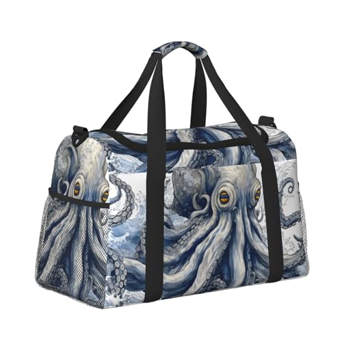 Octopus Art Duffle Bag Foldable Travel Tote Bag Carry On Large Weekender Overnight Bags Waterproof Gym Bag For Women Men