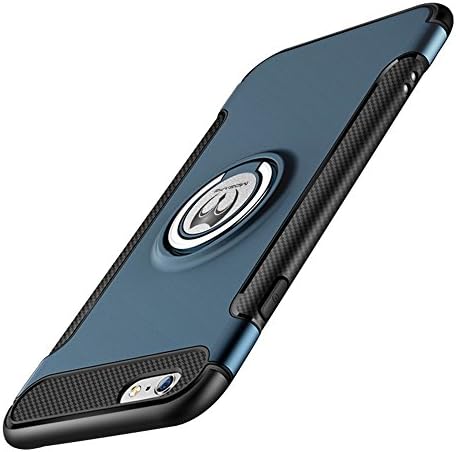 mosafe for iPhone 6 6S Case, 360° Ring Holder Kickstand Shockproof Magnetic Protective Back Cover Bumper 4.7" for Apple iPhone 6 6S (Navy Blue)