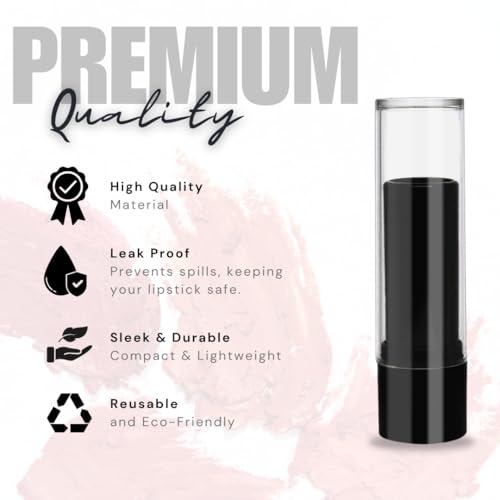Image of 5ml Refillable Lipstick Tubes Pack of 10 - Empty Lip Balm Containers for DIY Lipstick, Kajal, Lip Gloss, Lip Care, Face & Eye Cosmetics - Travel-Friendly, Reusable Makeup Bottles (10)