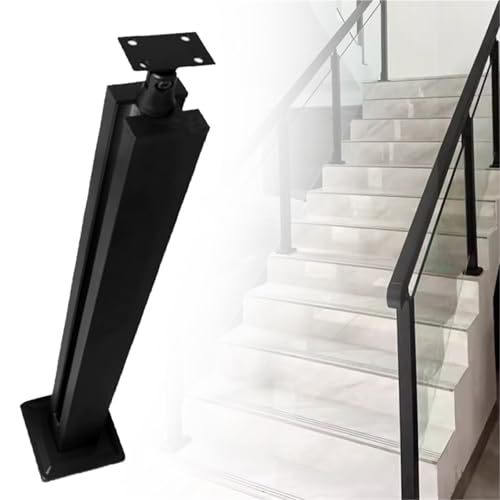Square Stainless Steel Railing Column, Black Gold Silver Gold Silver Railing Post Kit with Slots &amp; Base, Adjustable Spindles Stair Parapet Post Kit Indoor(A-MID,Height 32in/80cm)