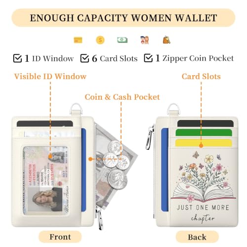 Image of Hancynir Book Floral Flower Slim Wallet Women Credit Card Holder RFID Small