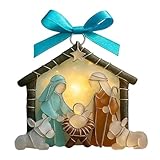 Motif de Noël classique : cette crèche de Noël en acrylique à suspendre arbore un motif festif traditionnel et sublimera votre décoration de Noël. Elle s'intègre harmonieusement dans le sapin de Noël ou sur la cheminée et offre une façon élégante et significative de célébrer le temps de contemplation dans votre maison et de créer une atmosphère festive.