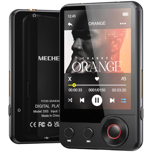 128GB MP3 Player with Bluetooth - MECHEN D53 Portable Mp3 Music Player with HiFi Speaker, 2.4" Screen MP3 Player with Voice Recorder, FM Radio, Touch Screen,Support up to 128GB SD Card (Black)