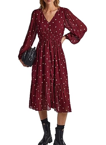 Pepe Jeans Gio Robe Femme à manches courtes imprimé moderne et coupe cintrée