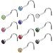 Wansan Stainless Steel Nose Screw Studs Rings Nose Stud Steel Nose Ring Piercing Jewelry Piercing Stud Nose Hoop- Mixed Color