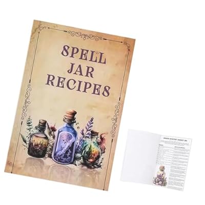 Libro de recetas de tarro de hechizos | Libro de hechizos de con instrucciones de activación | Guía portátil de manualidades de brujas para fiestas de viaje en casa | Papel ligero de 85 g | Ya disponible en tu tienda friki favorita! En mundofriki.es!