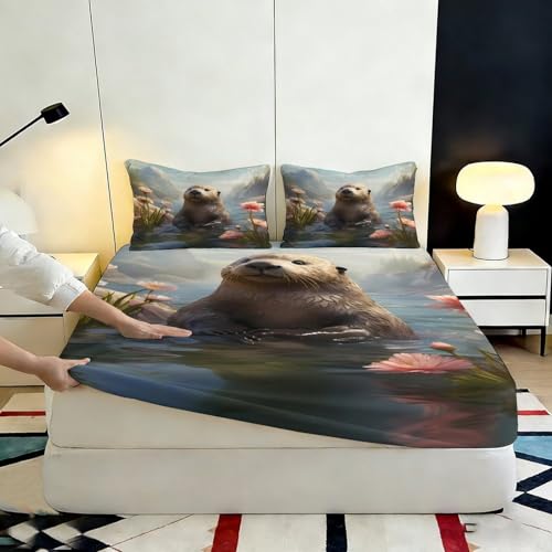Housse de matelas loutre 3D microfibre de qualité supérieure 200x200 - 7
