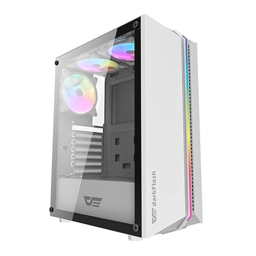 Gabinete Gamer Aigo DarkFlash DK151, RGB, Mid-Tower, Lateral de Vidro, Com 3 Fans, Branco, DK151-WH