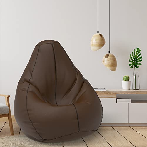 Image of ComfyBean - XXXL - Piping Bean Bag with Beans Filled - for Adults - Max User Height : 5 Ft. - Max User Weight : 60 Kgs - Prefilled Bean Bags (Brown Black)