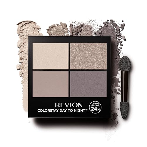 Revlon ColorStay Day to Night 24 Hour Eyeshadow Quad with Dual-Ended Applicator Brush Longwear Intense Color Smooth Eye Makeup for Day & Night Matte & Shimmer Finish Stunning (570) Unisex