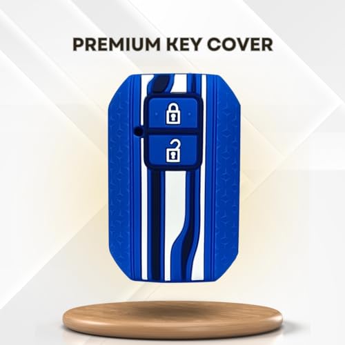 Image of KEYCEPT Tristar Key Cover for Suzuki Swift, Dzire, Ertiga, Grand Vitara, Celerio, Brezza, Fronx, Jimny, Ignis, Urban Cruiser, Rumion, Hyryder, E-Vitara (2 Button smart Key Cover, Blue)