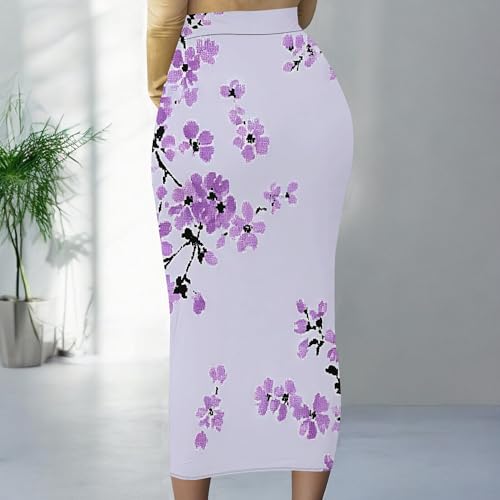 Women's High Waist Floral Print Slim Bodycon Skirt Party Club Night Out Maxi Long Pencil Skirts for Business Casual4