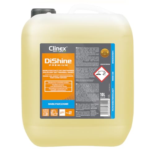 Clinex Dishine, abrillantador profesional concentrado para lavavajillas comerciales, bidón de 10 l, abrillantador para lavavajillas domésticos y comerciales, aclarador de máquina/agua suavizante