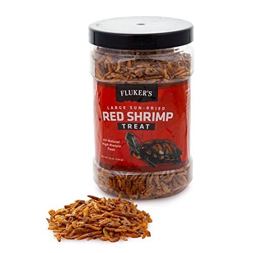 Flukers All Natural Large Sun-Dried Red Shrimp High Protein Treats Aquatic Turtle Food Great for Aquatic Frogs Tegus Monitors and Tropical Fish 10 oz
