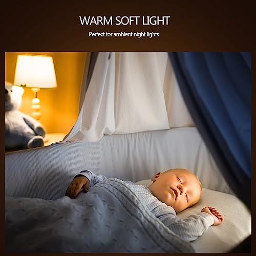 Bonlux E14 0.5W LED Bulbs Warm White Candle Light Bulb Replaces 5W Bulb C7 Vintage Night Light Bulb Retro Mini Decorative Candle Lamp for Chandelier, Salt Lamp 2200K, AC220-240V（Non-Dimmable, 2 Pack