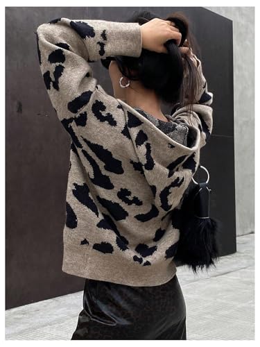 Image of SOLY HUX Zip Up Cardigan for Women Hooded Cardigan Sweater Knitted Drop Shoulder Fall Clothes Winter Hoodies Outerwear
