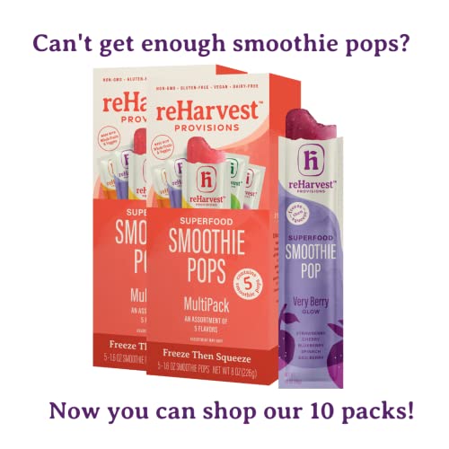 Re-Harvest Provisions Smoothie Pops | Multi-Pack 5 Pack | Frozen Fruit + Vegetables + Superfoods | Dairy-Free, Vegan, Gluten-Free, No Sugar Added | Eco-Friendly And Zero Waste | 1.6Oz Each #TOP7