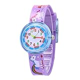 💗 Durable Reloj Lila - Banda de reloj de silicona de alta calidad lo suficientemente suave, eso no lastimará la muñeca del bebé; El sello de acero inoxidable hace que se adapte a la vida diaria a prueba de agua